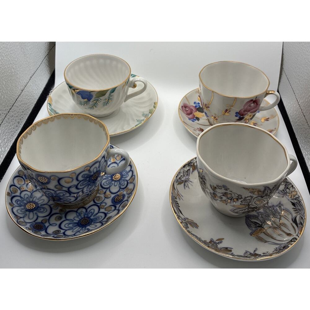 Lomonosov Teacups And Saucers SET OF 4. Made In Russia